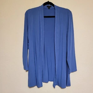 J Jill Wearever Open Front Cardigan Women Lp Petite 3/4 Sleeve Casual Blue - Picture 1 of 5