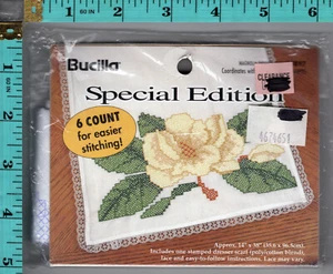 "Magnolia Dresser Scarf" ©1999 Bucilla Special Edition Stamped Linens 64897 NEW! - Picture 1 of 4
