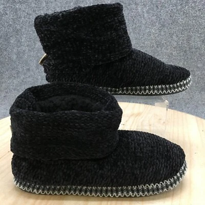 Botas Muk Luks Femininas 9 Inverno Neve Preto Tornozelo Top Puxador Conforto Casual Sapatilhas - Imagem 1 de 4