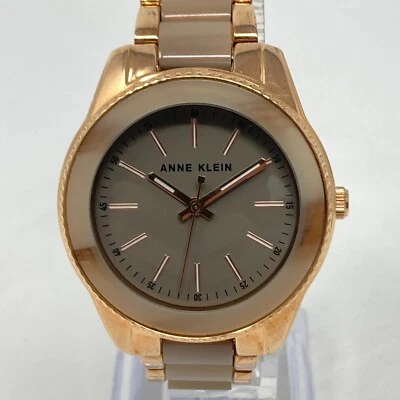 Anne Klein Watch Women 37mm Rose Gold Tone Gray Dial 30M WR New Battery 6.5" - Image 1 of 4