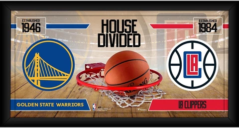 Golden State Warriors vs LA Clippers Framed 10x20 House Divided Collage Cover