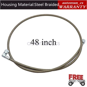 Turbo oil Feed Line 48" Steel Braided -4 -4AN 90 Degree x Straight PTFE line - Imagen 1 de 8