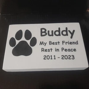 CUSTOM ENGRAVED STONE PET MEMORIAL HEADSTONE DOG CAT GRAVE MARKER PLAQUE - Picture 1 of 5