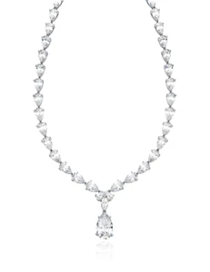 Authentic CRISLU White CZ PearDrop Tennis Necklace - Picture 1 of 1