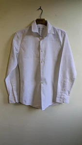 ZARA Man White Textured Shirt Slim Fit Size M  Long Sleeve Smart Casual Office - Picture 1 of 4