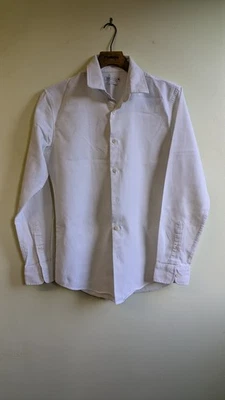 ZARA Man White Textured Shirt Slim Fit Size M  Long Sleeve Smart Casual Office - Image 1 of 4
