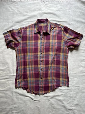 Camisa Vintage a Cuadros Bolsillo Abotonable L/XL Multicolor Fina Foto 1 de 4