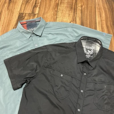 2x Kuhl Stealth Short Sleeve Shirt Snap Button Blue Gray Mens XL Outdoors 7453 - Image 1 of 4