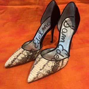 Scarpe Sam Edelman Delilah a punta stiletto pelle di serpente taglia 4M - Foto 1 di 6