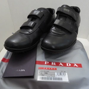 Prada Hombre Deportivo Cuero Negro Doble Correas Calzature Uomo Caja Bolsa para el Polvo 6.5 - Imagen 1 de 18