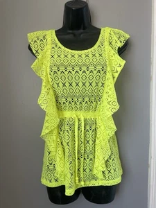 Justice Swim! Girls Size 8, Swimsuit Cover Up, Neon Yellow, drawstring waist - Picture 1 of 6