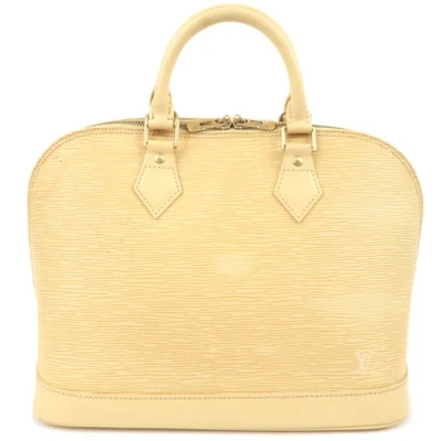 Auténtico bolso de mano Louis Vuitton Epi Alma accesorios de metal dorado vainilla M5214A Foto 1 de 4