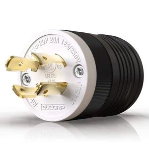 NEMA L14-20P Locking Plug, Generator Twist Lock Adapter Plug, 20 Amp 125/250V 3 - Picture 1 of 6