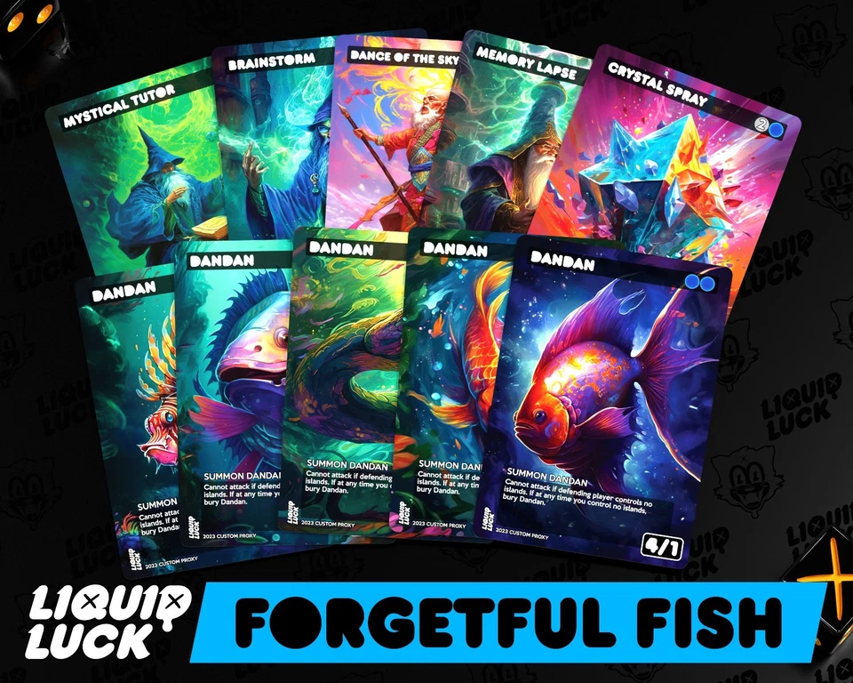 Dan Dan  / Forgetful Fish X MTG Custom Altered Art - Full Art Two Player Game - Image 1 of 4