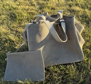 BOLSO DE MANO MARGOT NEW YORK JAMEE CUERO GAMUZA DOBLE ASA CON CARTERA A JUEGO NUEVO CON ETIQUETAS - Imagen 1 de 16