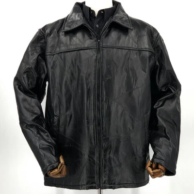 Casaco vintage DUKE HABAND couro ocidental patchwork pele forrado casual negócios GG - Imagem 1 de 4