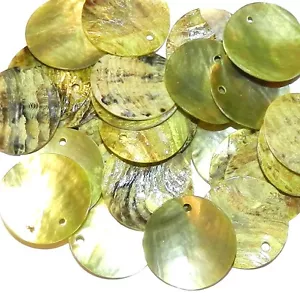 S222 limettengrüne Muschel Muschel 20 mm rund oben gebohrt Münze Tropfen Edelstein Perle 25 Stck. - Bild 1 von 1