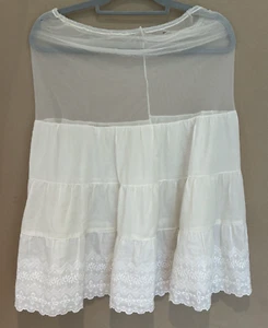 Vintage 1930s white cotton net half slip petticoat broderie anglaise hem UK 6–10 - Picture 1 of 12