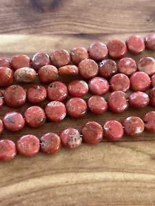 14in Strand Old Stock Vintage Natural Red Pink Coral Coin 5mm Beads Undyed - Picture 1 of 4