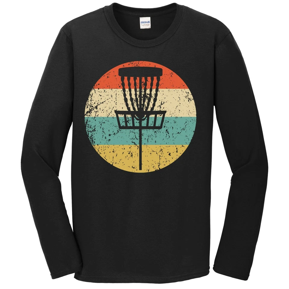 Disc Golf Shirt - Retro Disc Golf Basket Long Sleeve T-Shirt - Disc Golf Shirt - Image 1 of 2