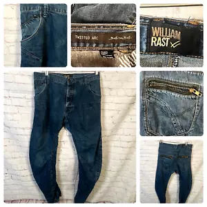 Vintage William Rast 34x34 Twisted Arc Button Fly W/Zipper Pockets Dark Blue - Picture 1 of 10