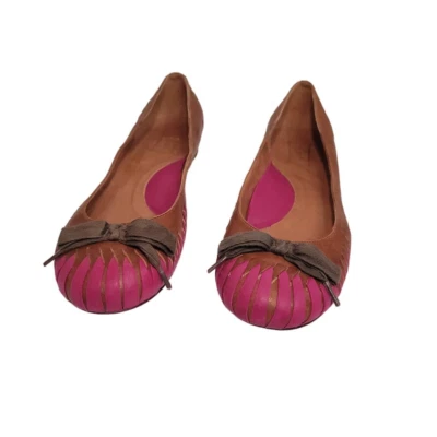 Zapatos para mujer Miss L Fire de cuero plano marrón/fucsia perfectos EU 41/US 10 Foto 1 de 4