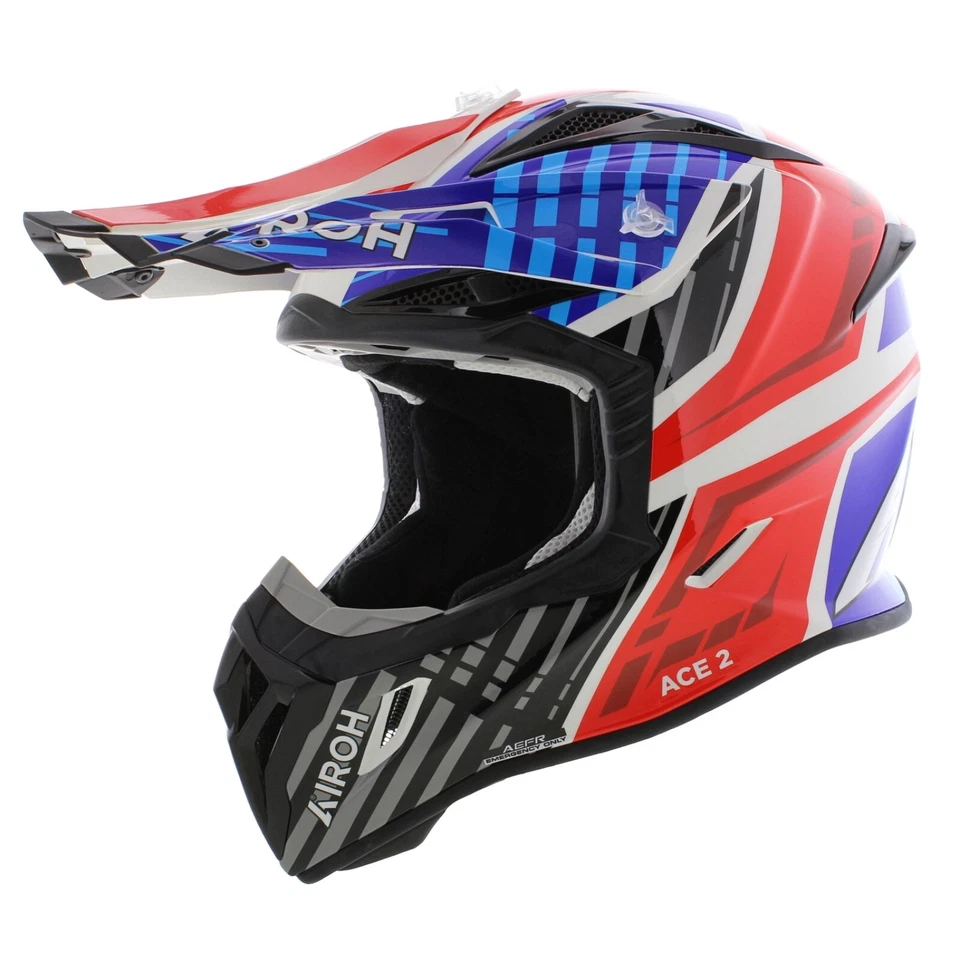 Casco Airoh Aviator ACE 2 Proud, negro brillante azul rojo, todoterreno MX, ECE22.06 Foto 1 de 4