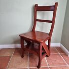 Solid Mahogany Chair Stepchair Vintage Ladder Library Steps