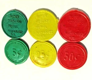 Set 3 SELLO DE COMIDA SUPERMERCADO FERWIL Ficha Cupones MAYAGÜEZ PUERTO RICO - Imagen 1 de 8