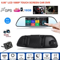 HD 1080P For Car DVR Dual Lens Vehicle GPS Rear View Mirror Recorder Dash Camera
