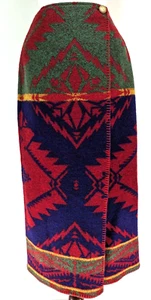 Vintage RALPH LAUREN COUNTRY Wollrock Gr. 2 Reiterrot aztekisch Halstuch USA ~ NEUWERTIG* - Bild 1 von 12