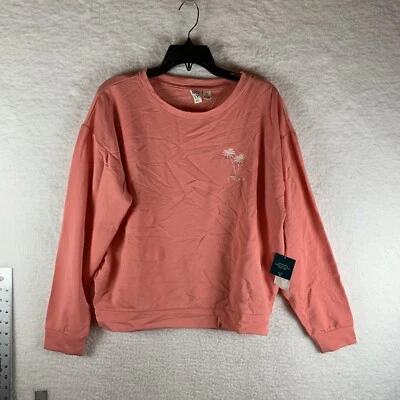 ROXY Sweatshirt Womens Pink Large Stretch Surfing by Moonlight Round Neck 8001 - Image 1 of 4