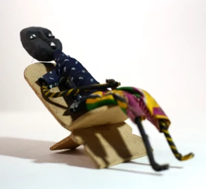 Statua scultura africana in sedia fatta a mano decorazione tribale arte figura-1237 - Foto 1 di 24