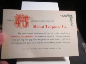 1917 MUTUAL TELEPHONE ADVERTISING CARD - TUB SCC - Picture 1 of 2