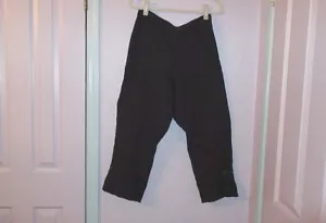 Color Me Cotton LINEN Pull On Size L PANTS Black CROP Wide Leg HIGH RISE Black - Picture 1 of 10