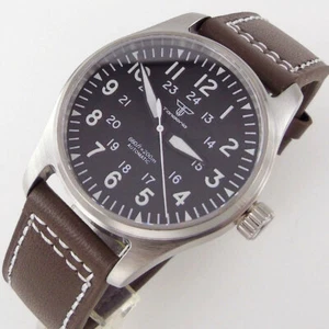 39mm Tandorio Black Dial Sapphire Glass NH35A Automatic 200M Diving Mens Watch - Picture 1 of 11