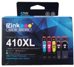 EZInk, 410XL, 5 Pack, Printer Cartridges, Ink, Brand New In Box, Expires 03/27 - Picture 1 of 8