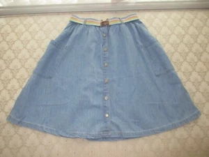 NWT Catimini Big Girls Chambray Cotton Partial Elastic Waist Skirt w/Belt, Sz 10 - Picture 1 of 13