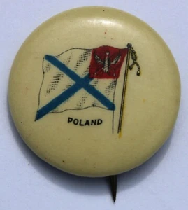 POLAND FLAG PINBACK PIN BUTTON 1896 AMERICAN PEPSIN GUM COMPANY - Picture 1 of 2