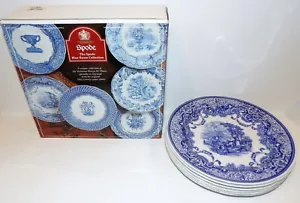 SET 6 SPODE ENGLAND BLUE ROOM COLLECTION VICTORIAN 10 1/2" DINNER PLATES IN BOX - Picture 1 of 18