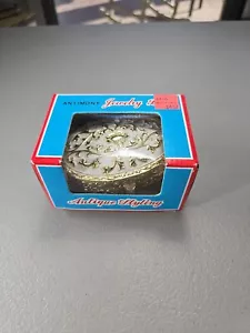 Vintage Antimony Jewelry Trinket Box Velvet Lined Antique Styling Original Box - Picture 1 of 6