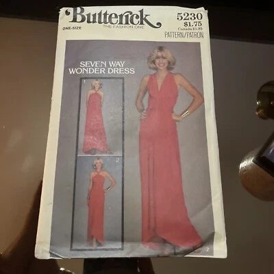 Butterick Pattern 5230, Vintage Seven Way Wonder Dress, One Size - Image 1 of 2