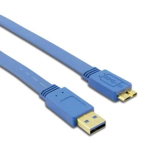 USB3.0 Flachkabel TypA-Stecker-MicroB-Stecker blau 0,5m Techly ICOC-MUSB3-FL-005 - Photo 1/2