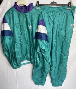 Adidas Vintage Anzug F192 Shiny Glanz Retro Jacke + Hose 90s 80s Gr D 8 - Bild 1 von 18