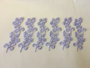 6 piece LACE TRIM APLIQUE BRIDAL PASTEL LAVENDER 8" X 2" - Picture 1 of 1