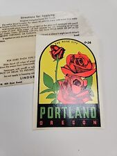 Vintage Portland Oregon The Rose Ciry Water Decal Lindgren-Turner Co.