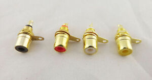 4pcs Gold RCA Phono Female Chassis Screws Panel Mount Socket Metal Connector