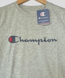 Champion Boy's T-Shirt Heather Gray Blue Red SIZES S/8 & M/10-12 Crew Neck NEW - Picture 1 of 3