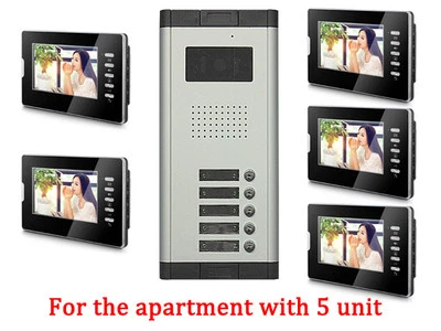 Apartment 5 Units Wired Video Door Phone Audio Visual Entry Intercom System 1V5 - Image 1 of 4
