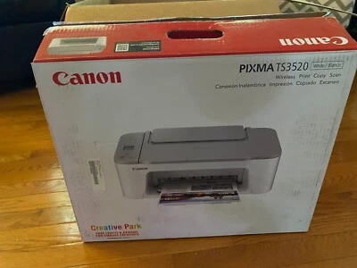 Canon PIXMA Printer TS3520 White Wireless All-In-One Inkjet Copier Scanner USB - Image 1 of 4